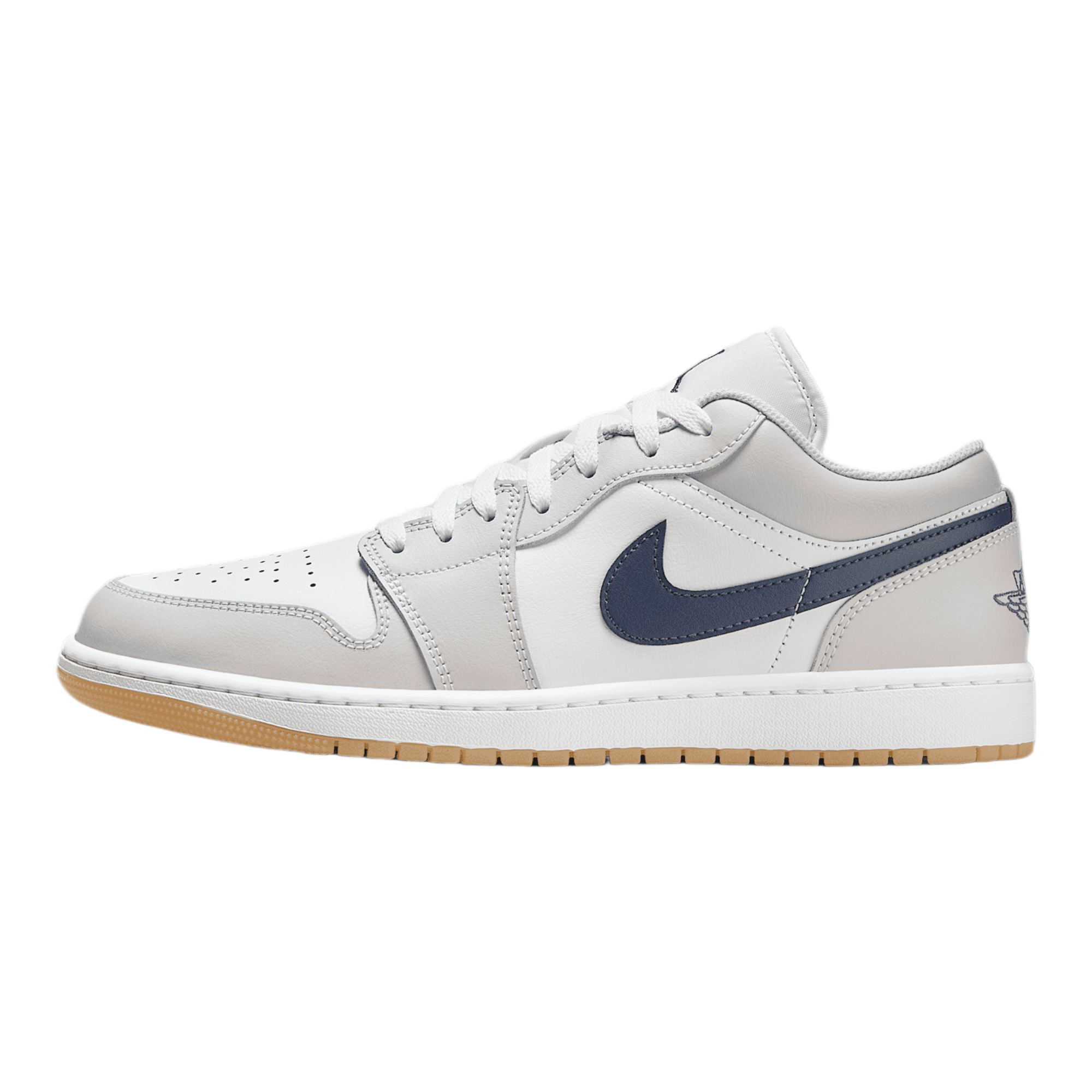 Nike Air Jordan 1 Low ホワイト/イエロー/グレー/ネイビー Air Jordan 1 Low Men's Shoes (White/Neutral Grey/Gum Medium Brown