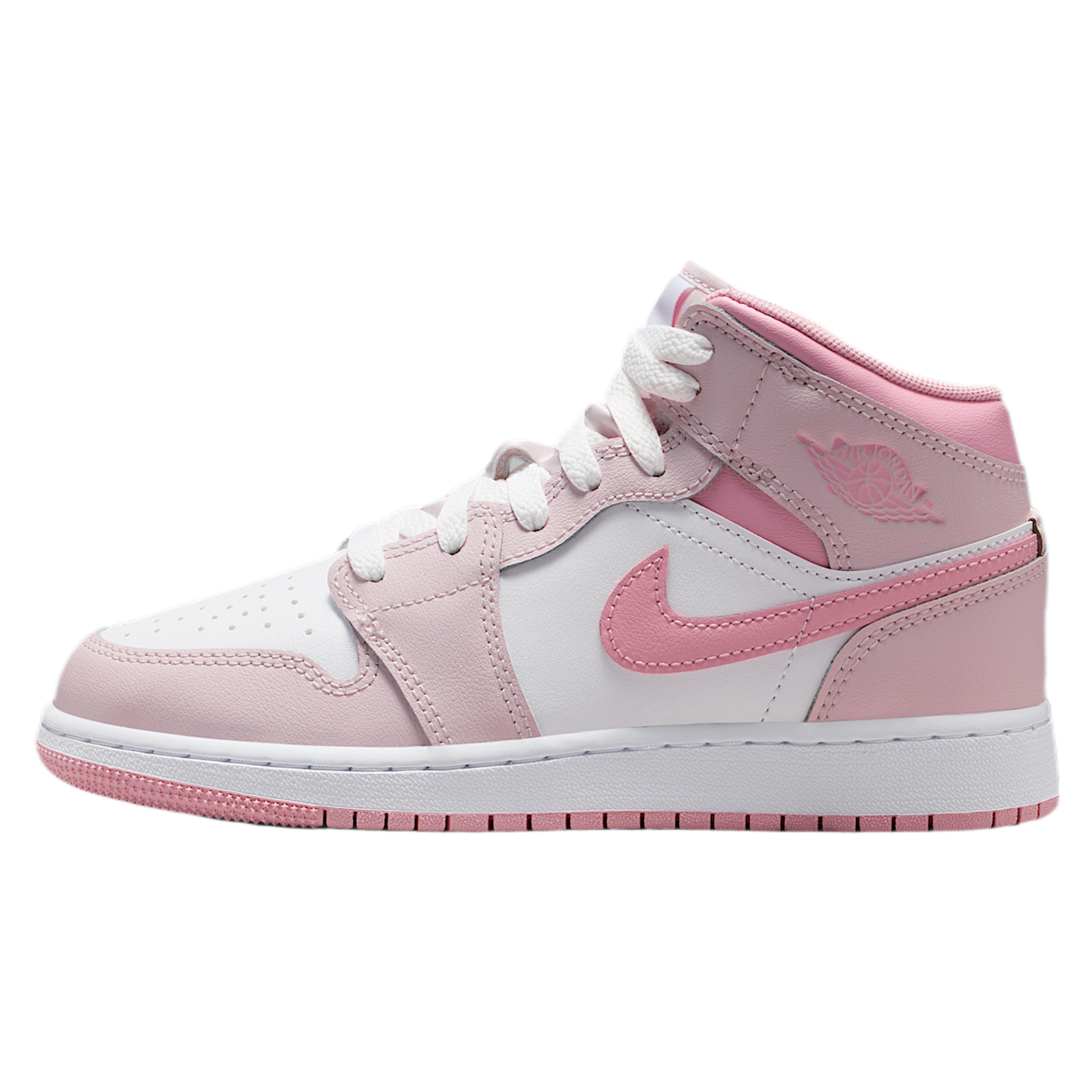 Air Jordan 1 Mid Big Kids' Shoes (Pearl Pink/White/Medium Soft