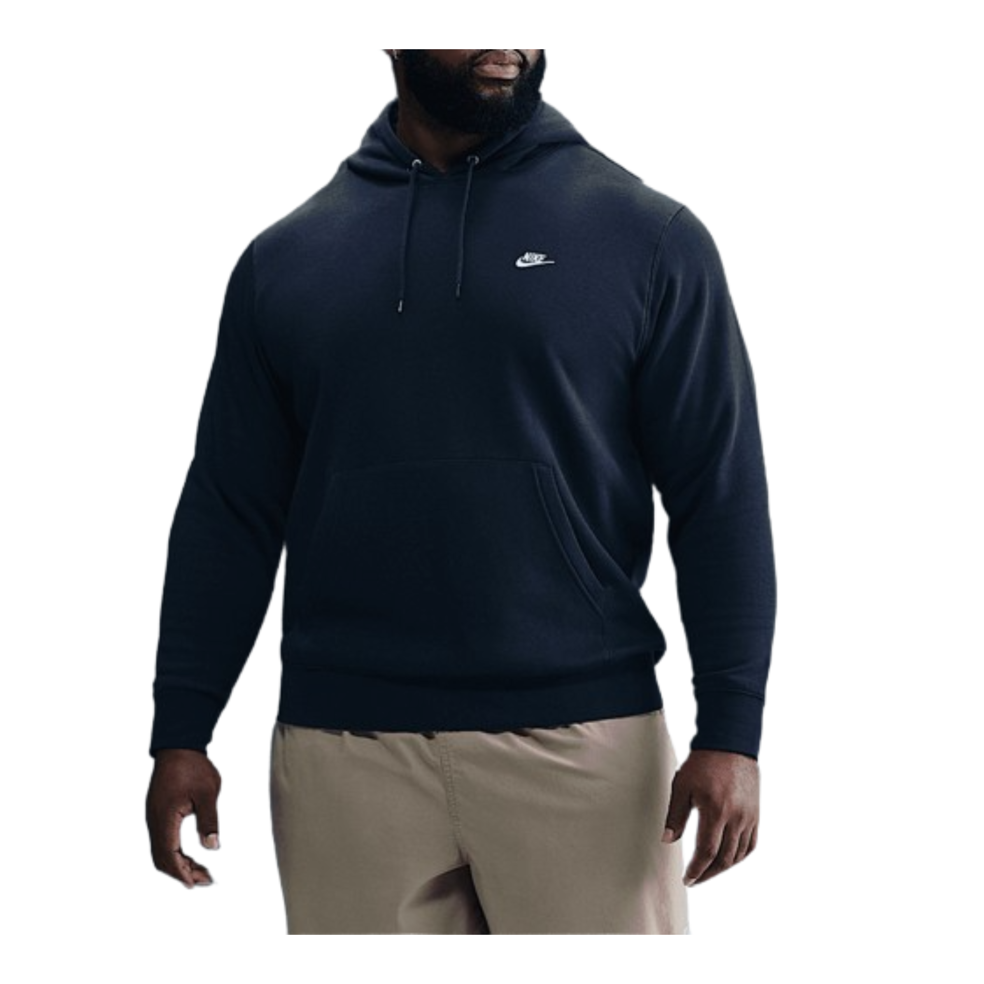 Nike Club Men's Pullover Fleece Hoodie (Obsidian/Obsidian/White