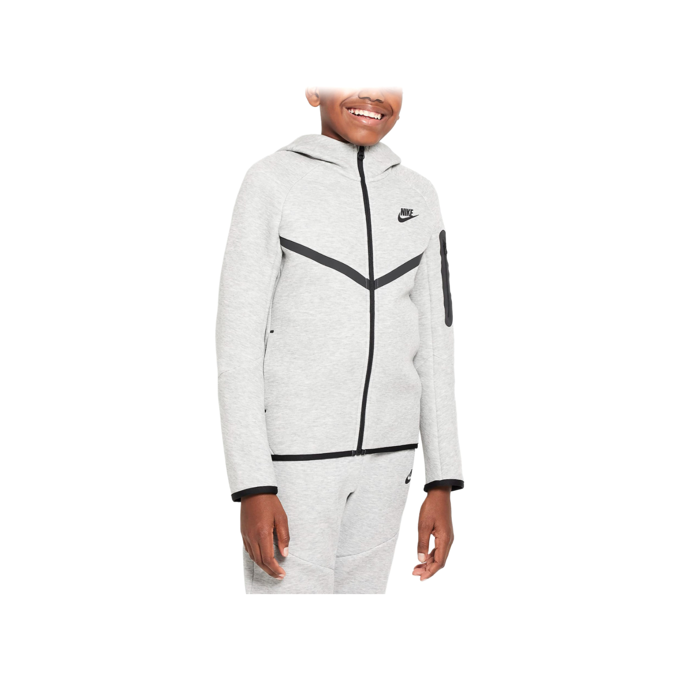 Nike Sportswear Tech Fleece Big Kids' Full-Zip Hoodie (Dark Grey