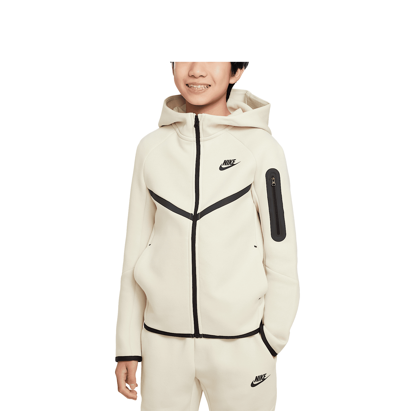 Nike Sportswear Tech Fleece Big Kids' Full-Zip Hoodie (Light Khaki