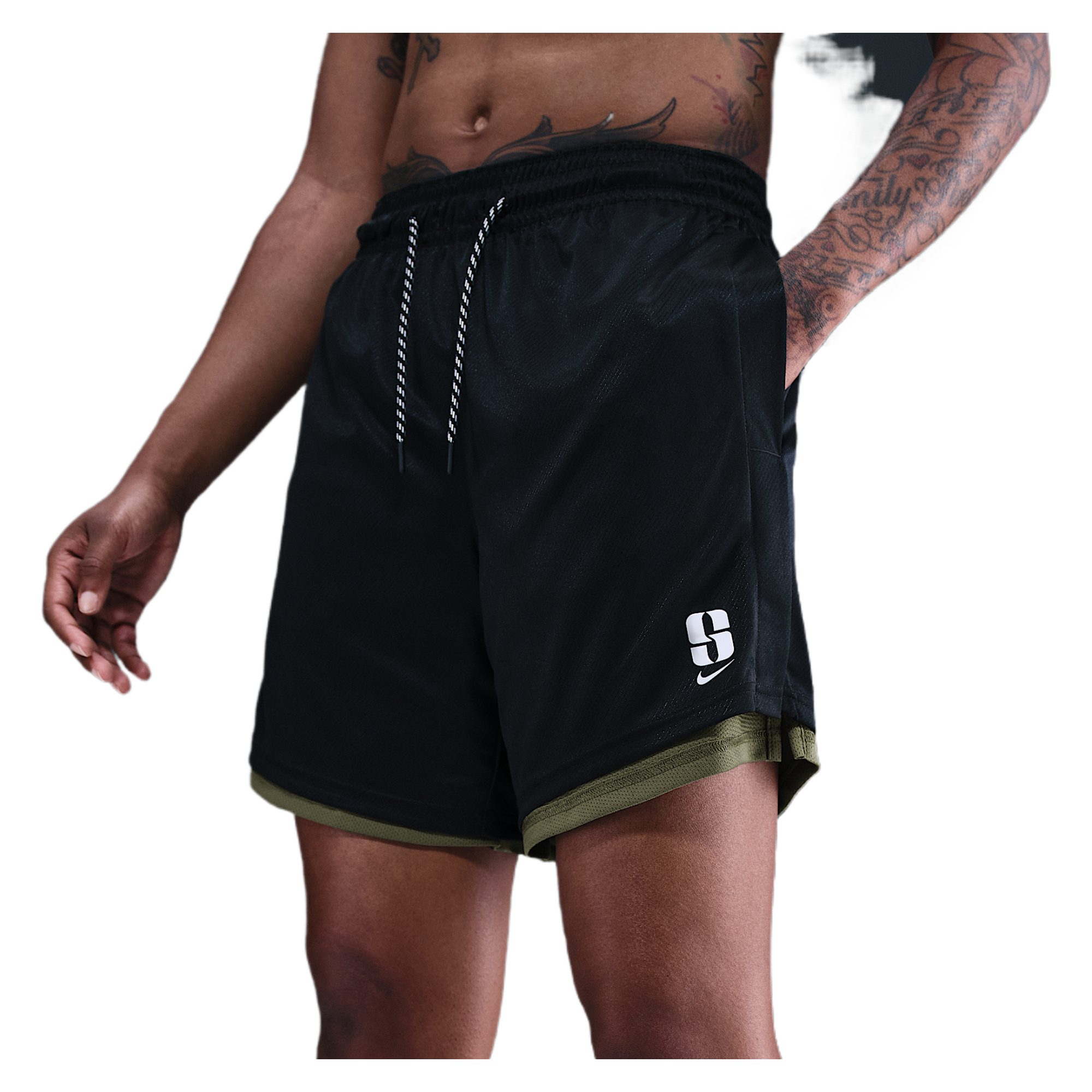 Sabrina Dri-FIT Reversible Basketball Shorts (Medium Olive/Black/White/White)