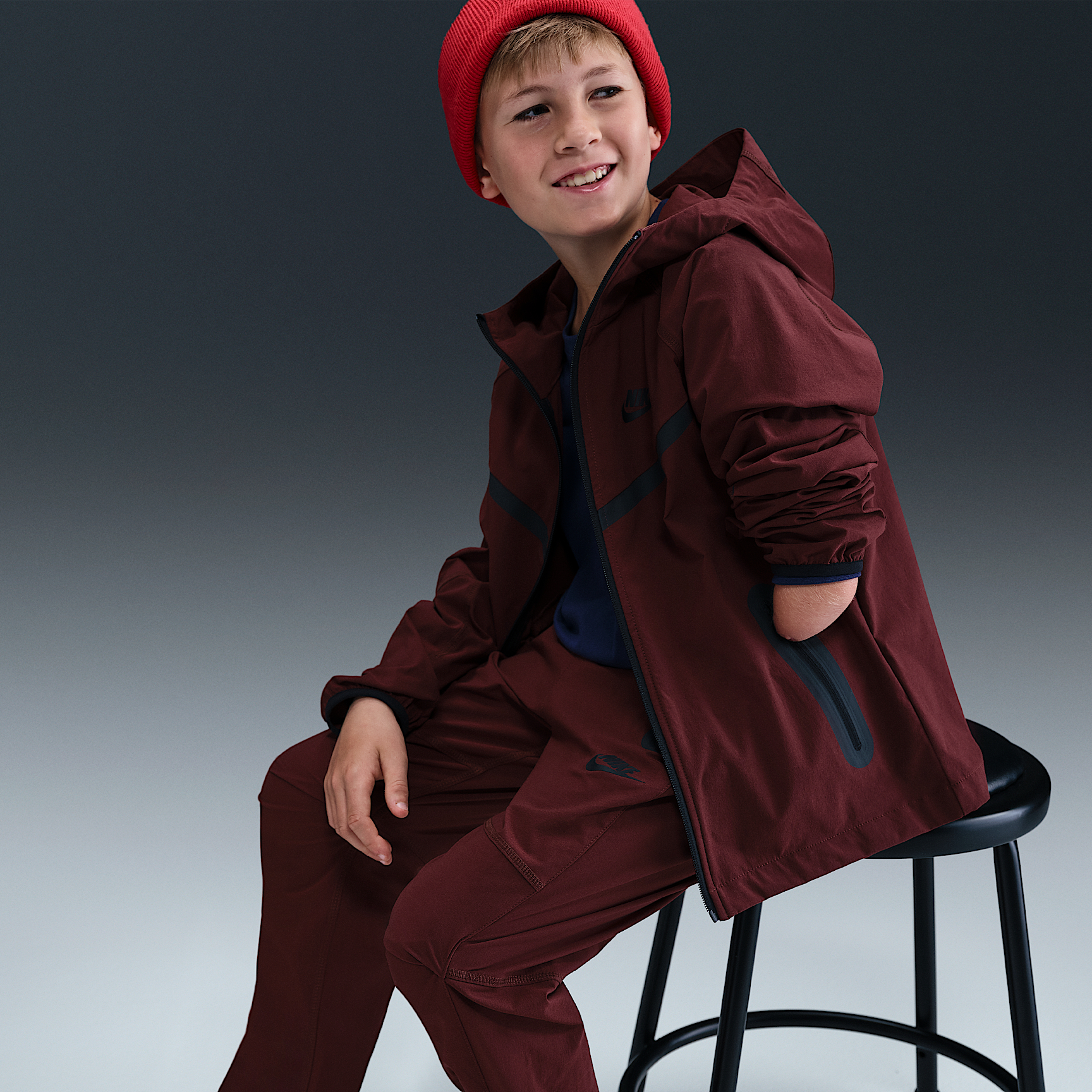 Nike Tech Big Kids' (Boys') Woven Pants (Dark Team Red/Black) | eBay