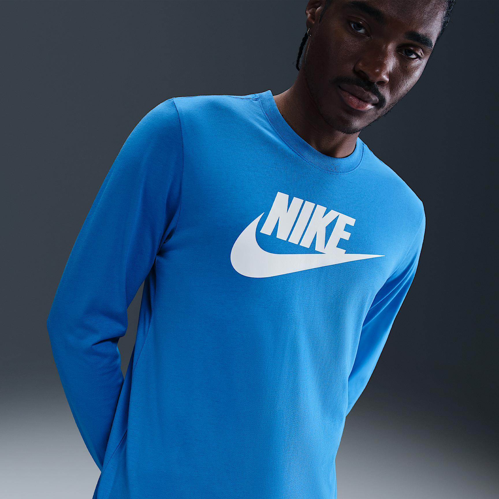 Nike Sportswear Men's Long-Sleeve T-Shirt (Light Photo Blue) | eBay